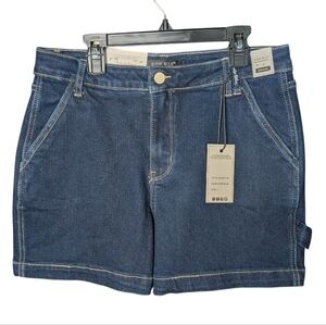 New Judy Blue High Waist Dark Indigo Denim Jean Shorts Women's L Pockets Zipper